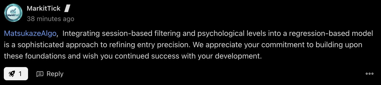 MarkitTick SwingRegress endorsement